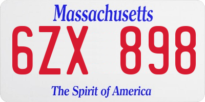 MA license plate 6ZX898