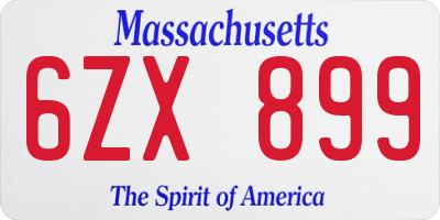 MA license plate 6ZX899