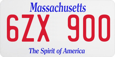 MA license plate 6ZX900