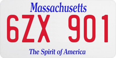 MA license plate 6ZX901