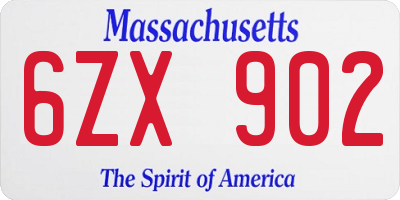 MA license plate 6ZX902