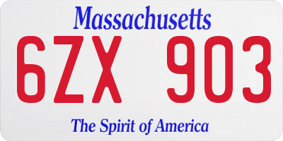 MA license plate 6ZX903