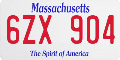 MA license plate 6ZX904