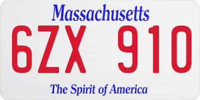 MA license plate 6ZX910