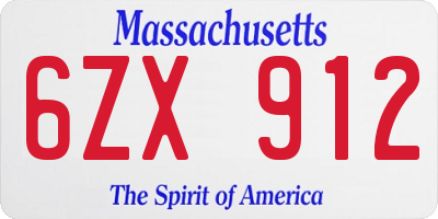 MA license plate 6ZX912