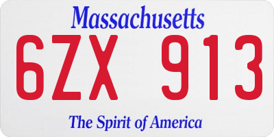 MA license plate 6ZX913
