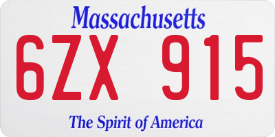 MA license plate 6ZX915