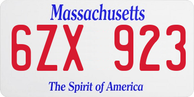 MA license plate 6ZX923