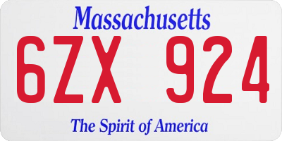 MA license plate 6ZX924