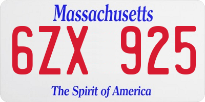 MA license plate 6ZX925
