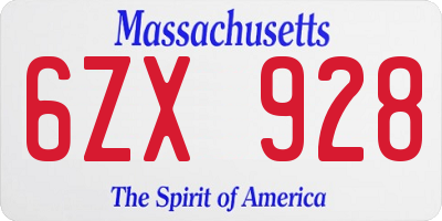 MA license plate 6ZX928