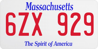 MA license plate 6ZX929