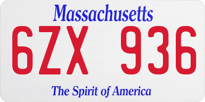 MA license plate 6ZX936
