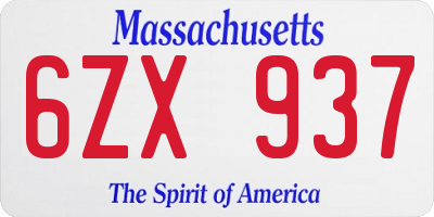 MA license plate 6ZX937