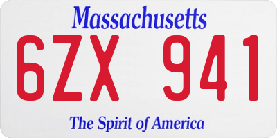 MA license plate 6ZX941
