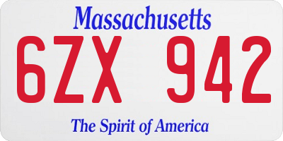 MA license plate 6ZX942