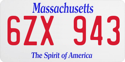 MA license plate 6ZX943