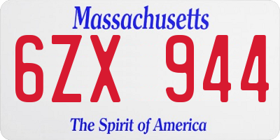 MA license plate 6ZX944