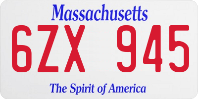 MA license plate 6ZX945