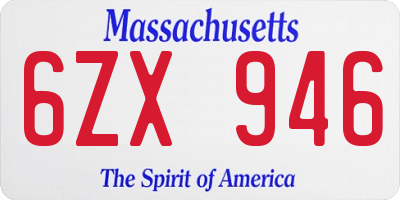 MA license plate 6ZX946