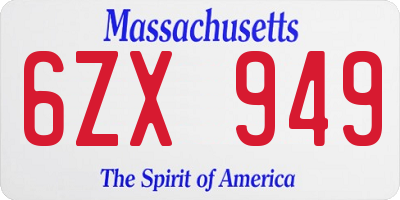 MA license plate 6ZX949