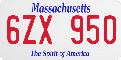 MA license plate 6ZX950