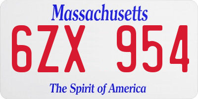MA license plate 6ZX954