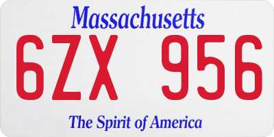 MA license plate 6ZX956