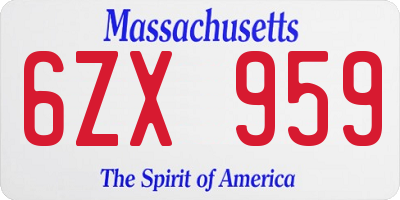 MA license plate 6ZX959