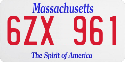 MA license plate 6ZX961