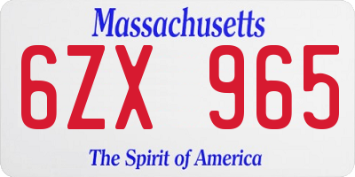 MA license plate 6ZX965