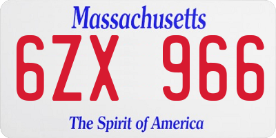 MA license plate 6ZX966