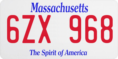 MA license plate 6ZX968