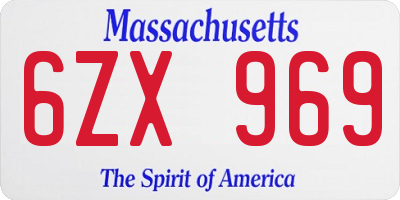 MA license plate 6ZX969