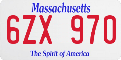 MA license plate 6ZX970