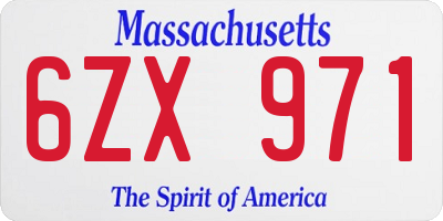 MA license plate 6ZX971