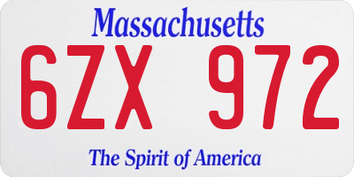 MA license plate 6ZX972