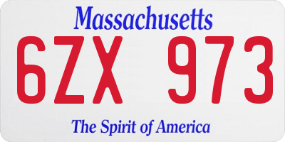 MA license plate 6ZX973