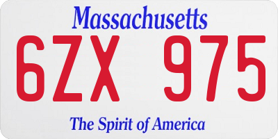 MA license plate 6ZX975