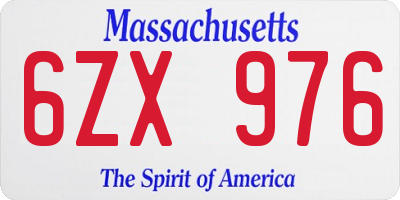 MA license plate 6ZX976