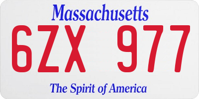 MA license plate 6ZX977
