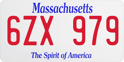 MA license plate 6ZX979