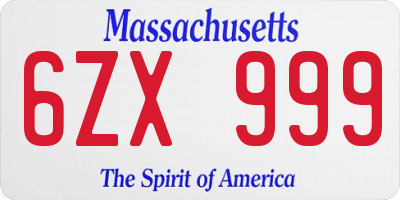 MA license plate 6ZX999