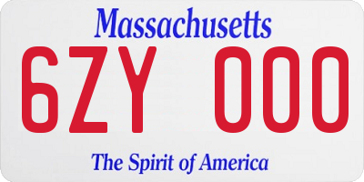 MA license plate 6ZY000