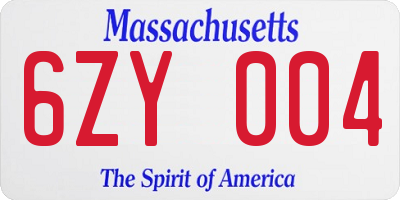 MA license plate 6ZY004