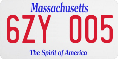 MA license plate 6ZY005