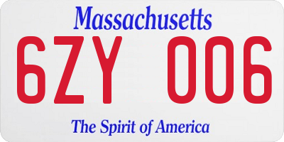 MA license plate 6ZY006