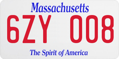 MA license plate 6ZY008