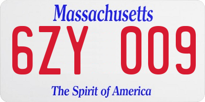 MA license plate 6ZY009