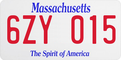 MA license plate 6ZY015